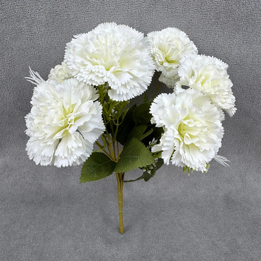 White Silk Carnation Bush - 7 Heads RosesHQ.com