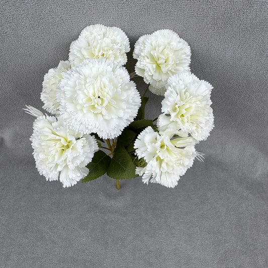 White Silk Carnation Bush - 7 Heads RosesHQ.com