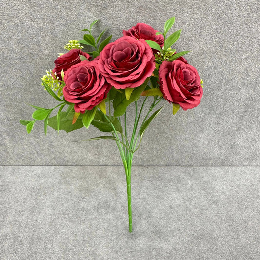 Red Silk Rose Bush - 7 Heads RosesHQ.com