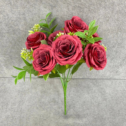 Red Silk Rose Bush - 7 Heads RosesHQ.com