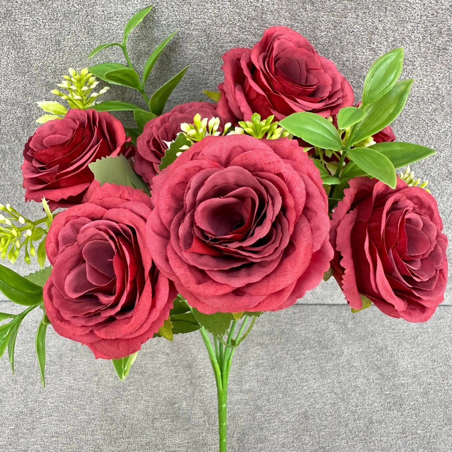 Red Silk Rose Bush - 7 Heads RosesHQ.com