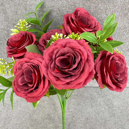 Red Silk Rose Bush - 7 Heads RosesHQ.com