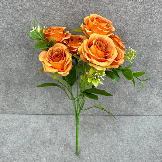 Orange Silk Rose Bush - 7 Heads RosesHQ.com