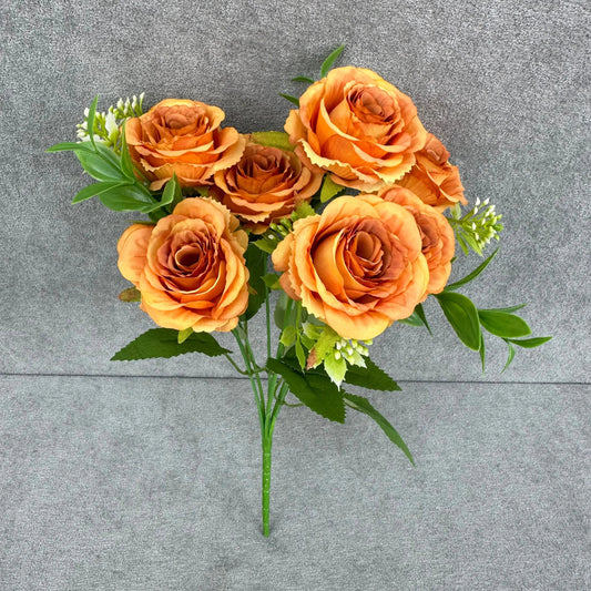 Orange Silk Rose Bush - 7 Heads RosesHQ.com