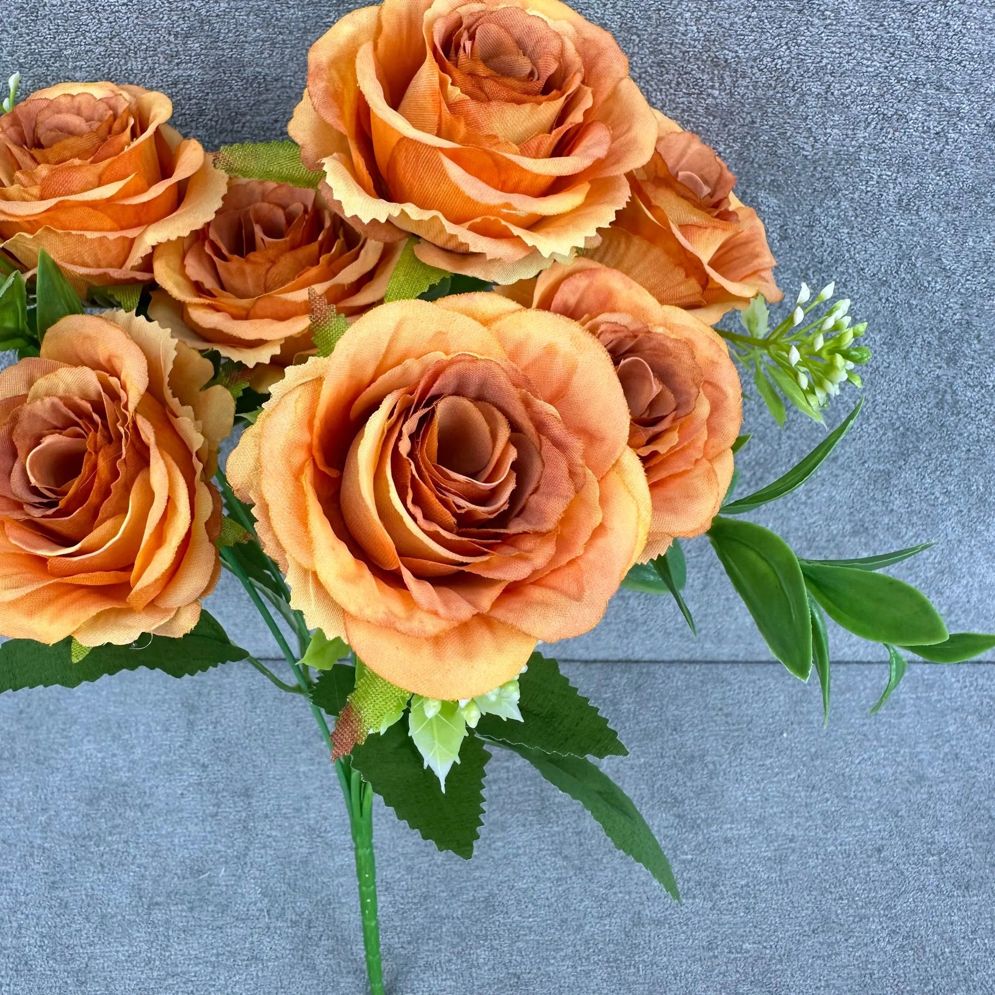 Orange Silk Rose Bush - 7 Heads RosesHQ.com