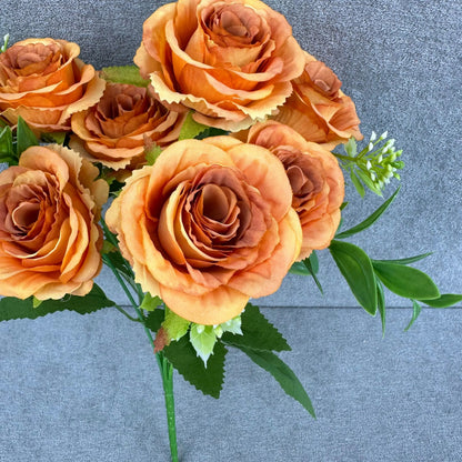 Orange Silk Rose Bush - 7 Heads RosesHQ.com