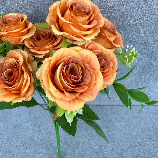 Orange Silk Rose Bush - 7 Heads RosesHQ.com