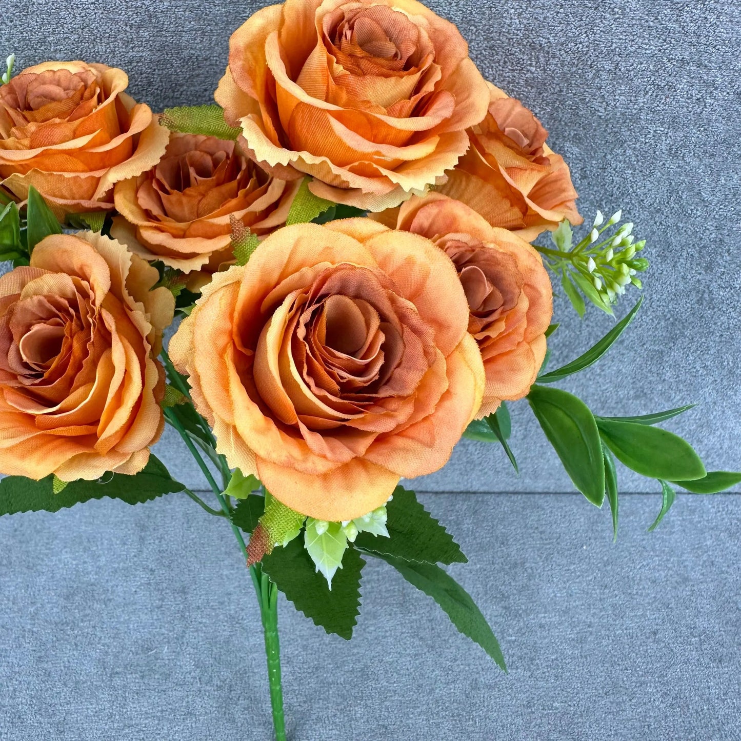 Orange Silk Rose Bush - 7 Heads RosesHQ.com