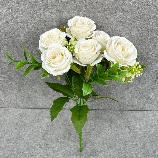 White Silk Small Rose Bush - 7 Heads RosesHQ.com