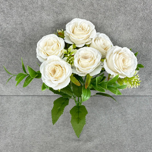 White Silk Small Rose Bush - 7 Heads RosesHQ.com