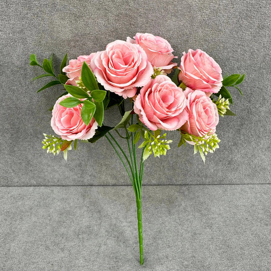 Pink Silk Rose Bush - 7 Heads RosesHQ.com