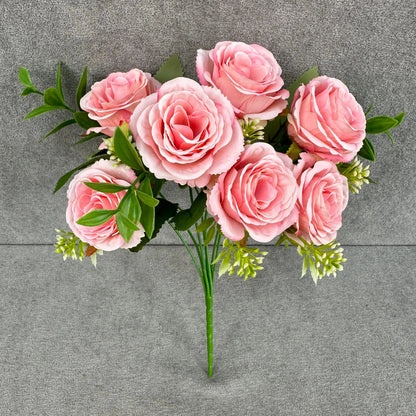 Pink Silk Rose Bush - 7 Heads RosesHQ.com