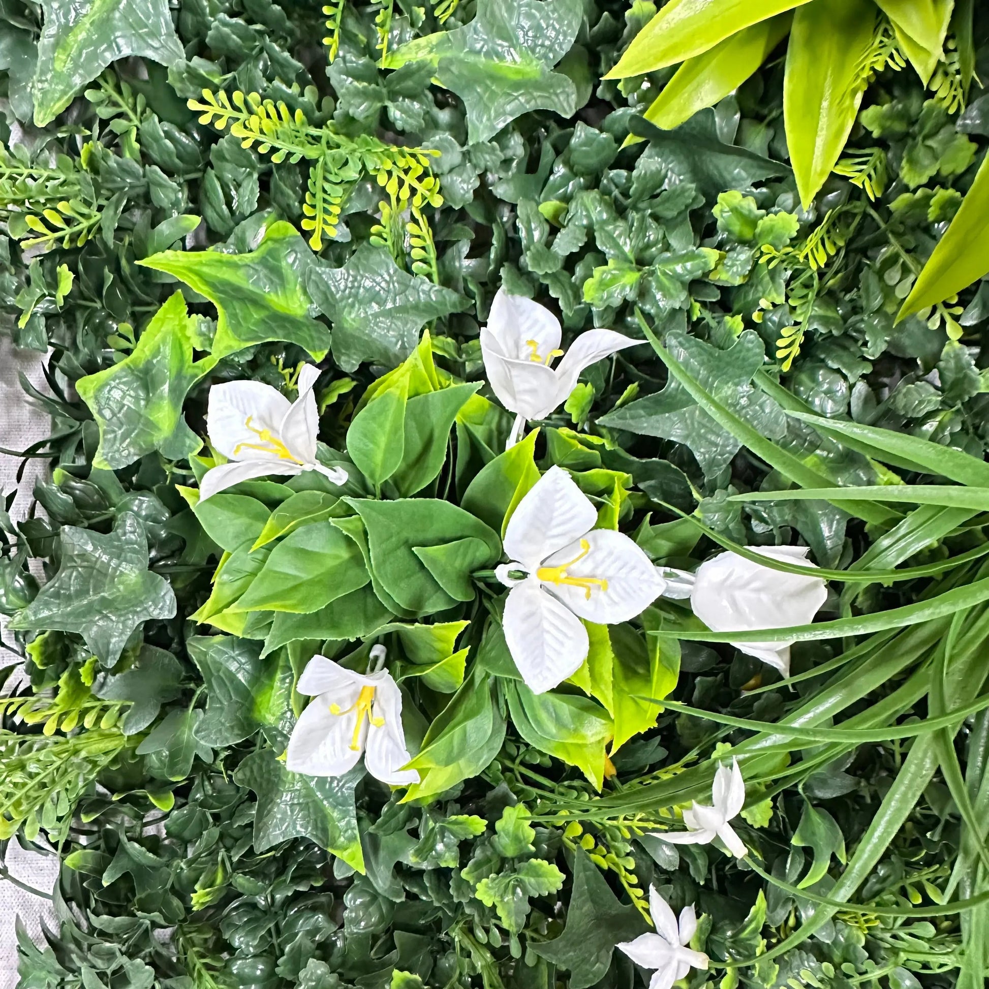 Artificial Mixed Leaf Grass Wall Panel Green 50x50cm RosesHQ.com