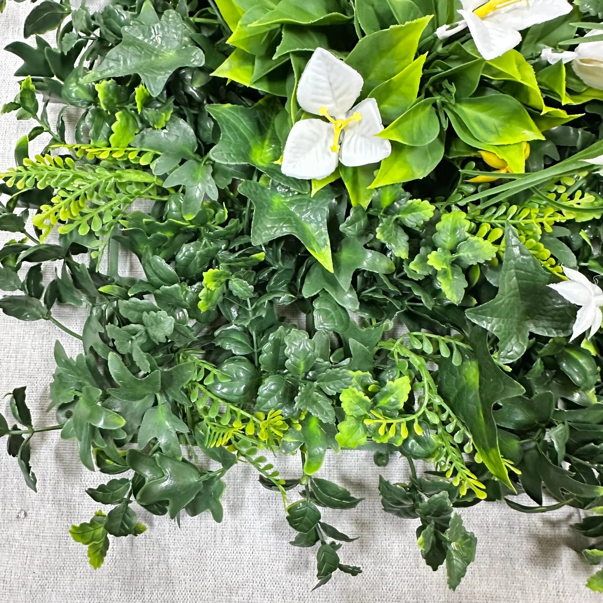 Artificial Mixed Leaf Grass Wall Panel Green 50x50cm RosesHQ.com