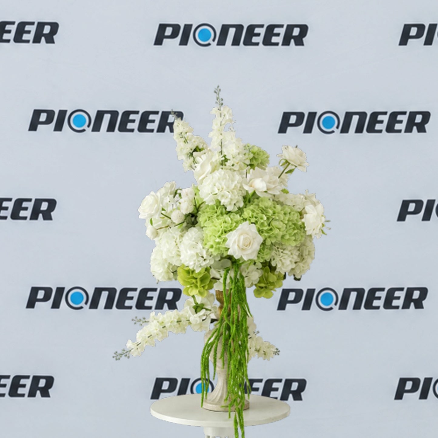 White & Green Hydrangea Floral Centerpiece