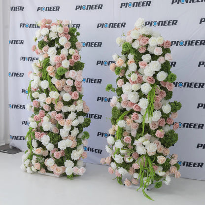 Pink & White Flower Pillar Archway Ceremony Set Roses HQ