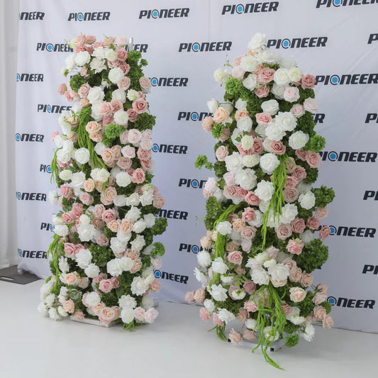 Pink & White Flower Pillar Archway Ceremony Set