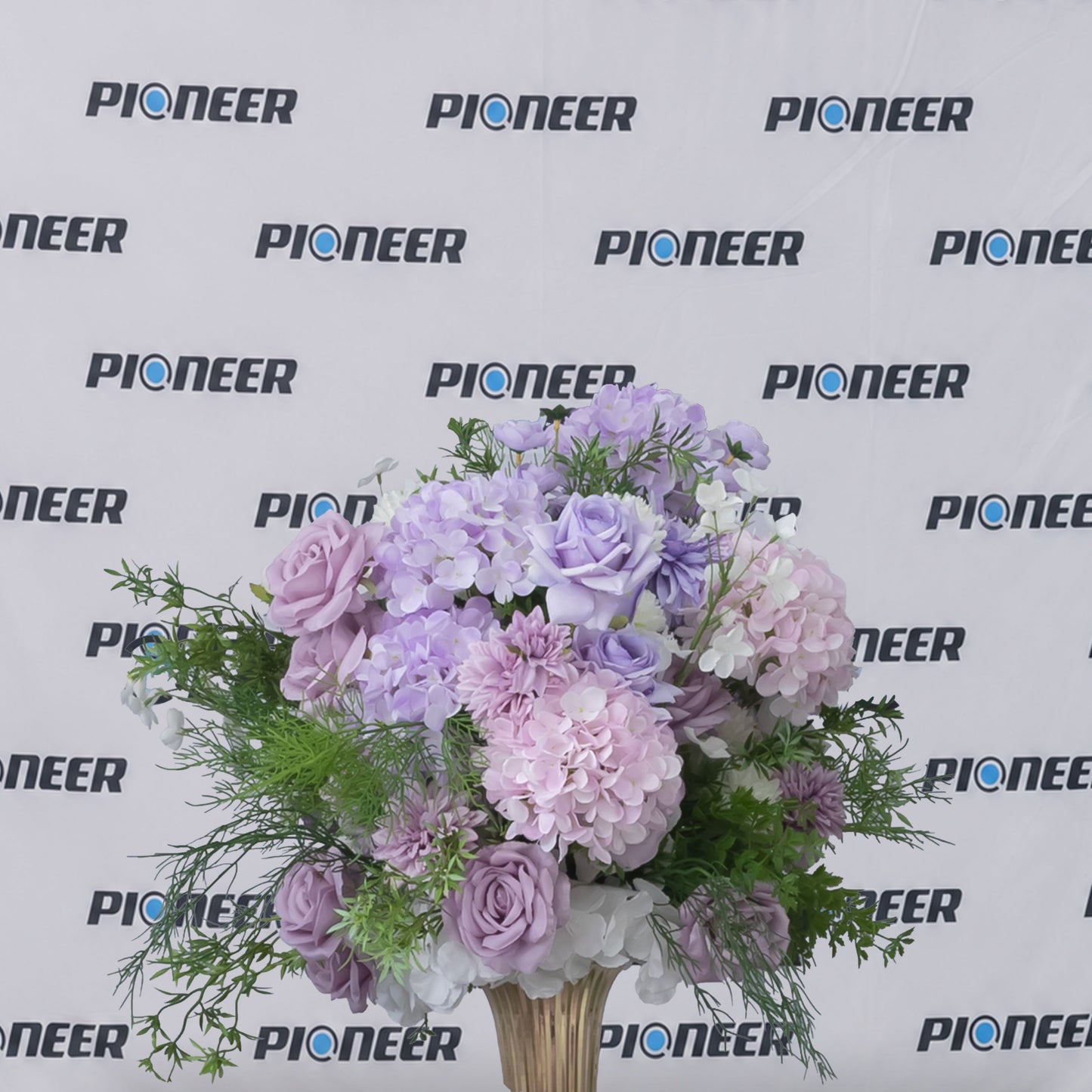Pastel Lavender Hydrangea & Rose Floral Centerpiece