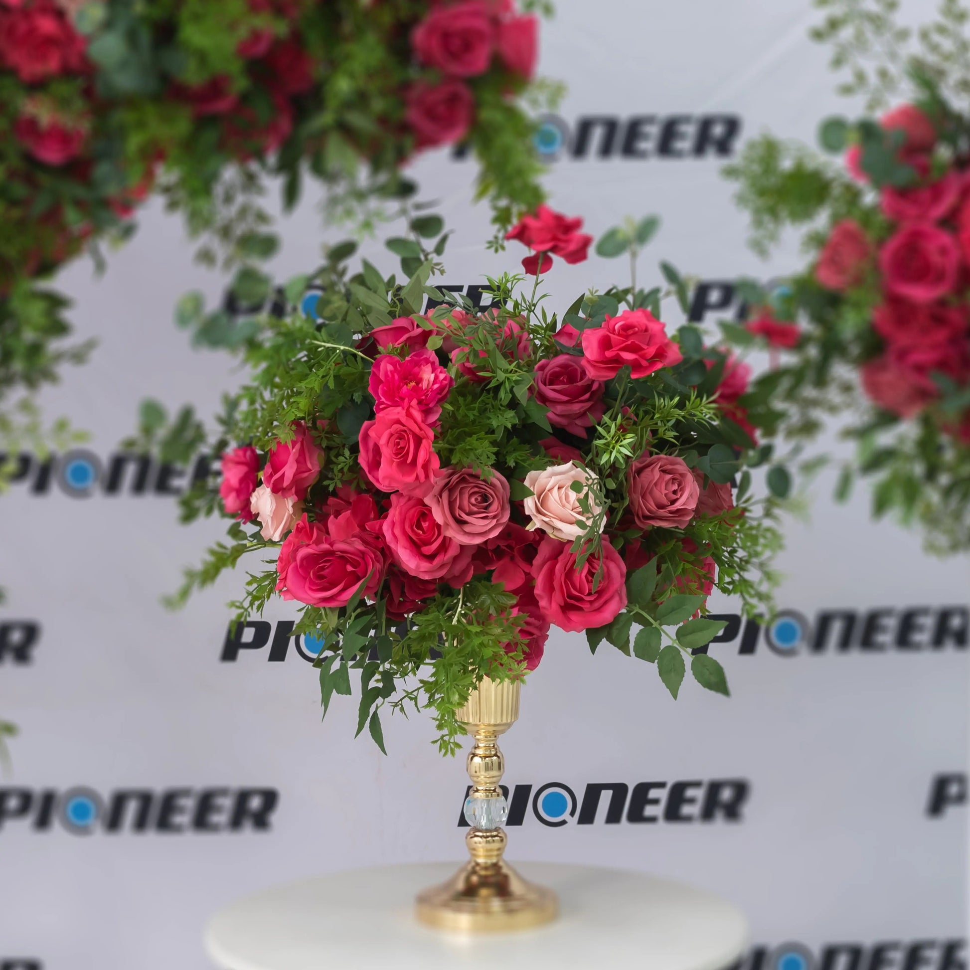 Romantic Pink Fuchsia Rose Floral Centerpiece Roses HQ