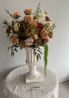 Autumn Mocha, Champagne & Orange Rose Floral Centerpiece
