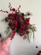 Artificial Burgundy Hanging Floral Display with Osmanthus Foliage