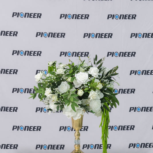 Pure White Rose & Greenery Floral Centerpiece