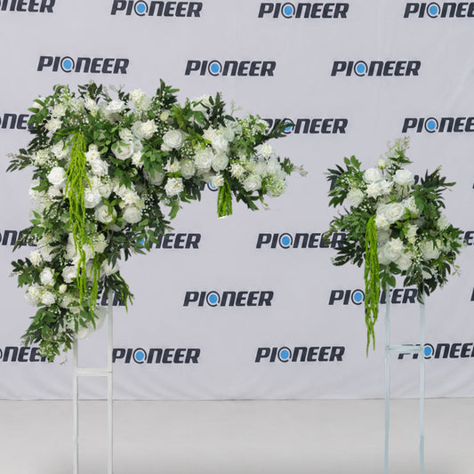 White Rose, Blooms & Layered Foliage Hanging Backdrop