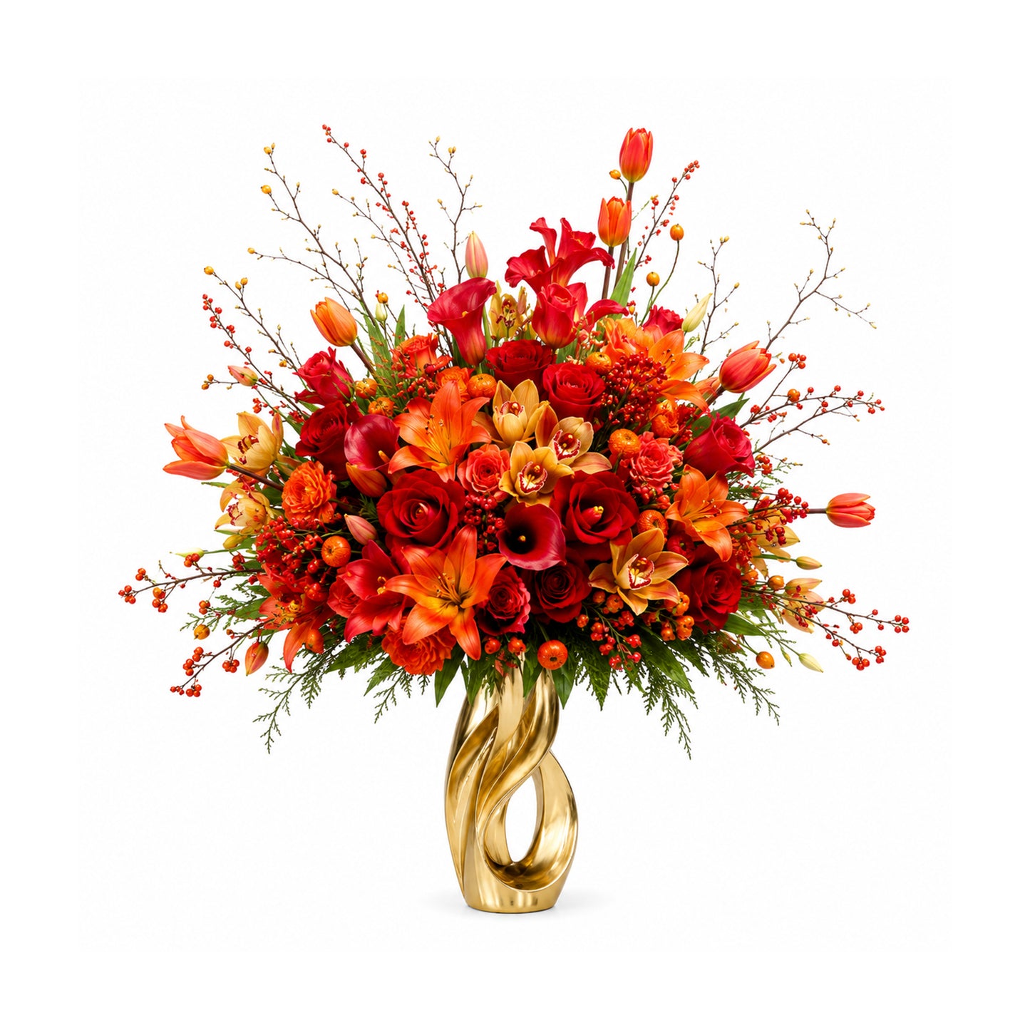 Flower Ball Red And Orange 50Cm