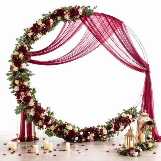 Arch Round Mesh White With Red And Green Flowers 150Cm