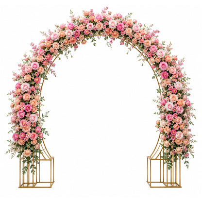 Flower Arch With Metal Flower Stand Pink And Peach 210Cmx230Cm