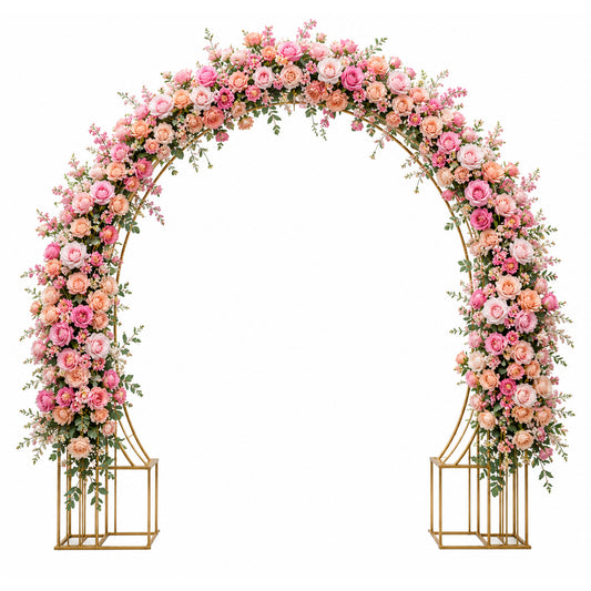 Flower Arch With Metal Flower Stand Pink And Peach 210Cmx230Cm