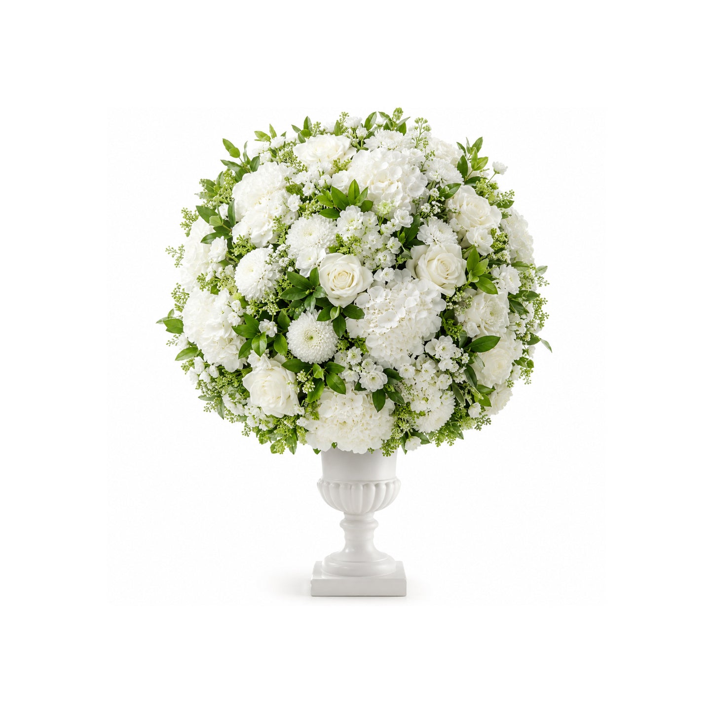 Flower Ball White And Green Leaves