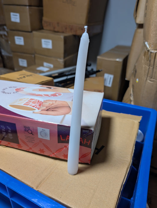 White Taper Candles - Pack of 10 (2.1cm x 25cm)