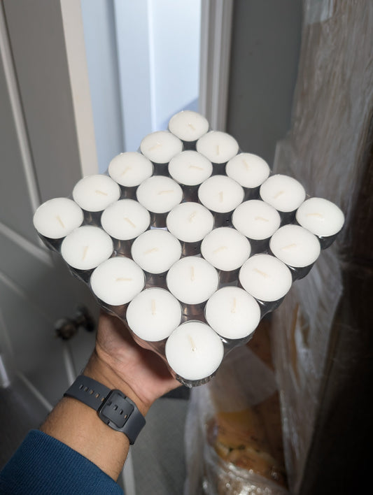 White Tealight Candles with 9-Hour Burn Time - Pack of 25 (3.8cm x 2.4 cm)