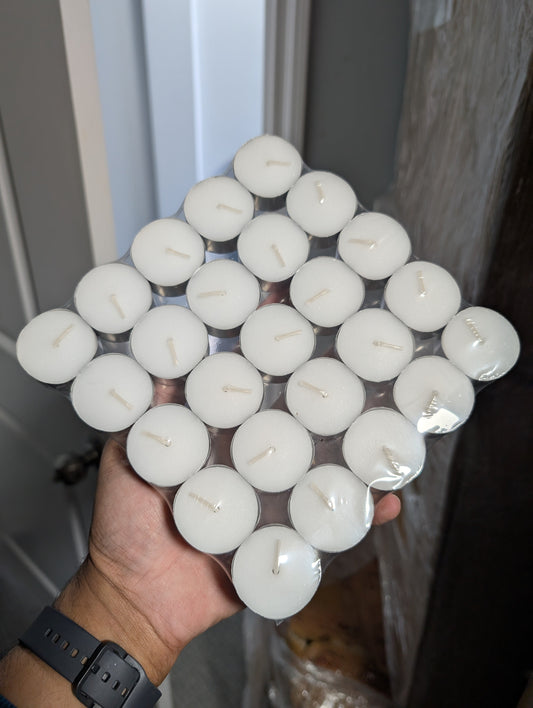 White Tealight Candles with 6-Hour Burn Time - Pack of 25 (3.8cm x 2.4 cm)