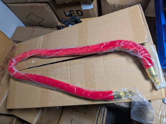 60-Inch Red Velvet Stanchion Rope with Gold Hooks