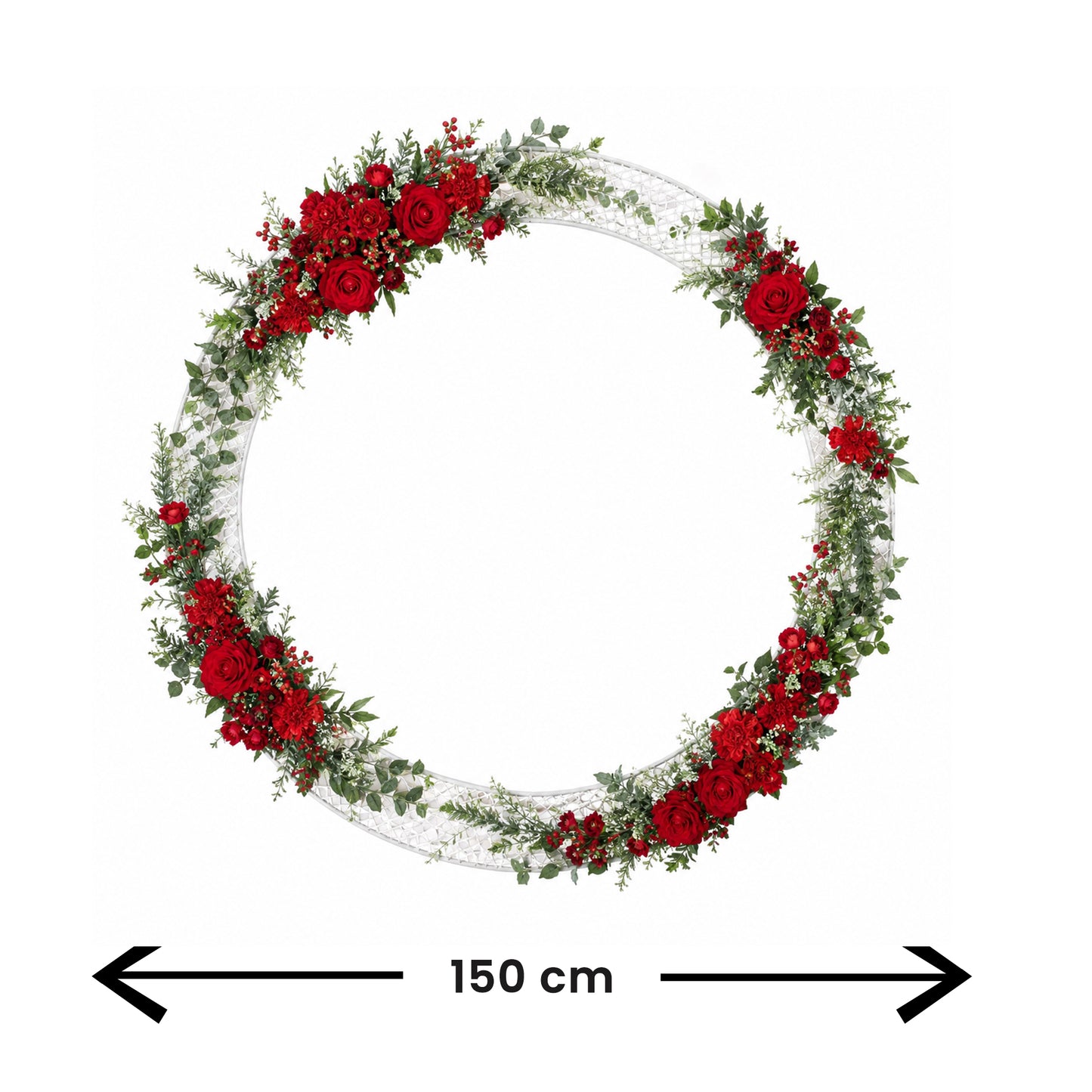 Arch Round Mesh White With Red And Green Flowers 150Cm