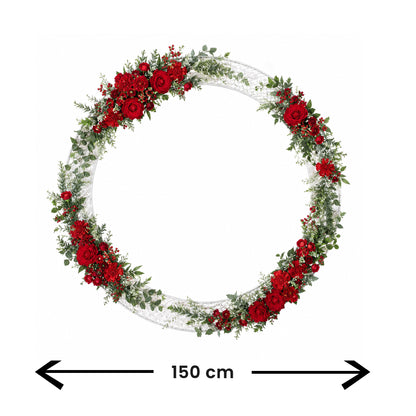 Arch Round Mesh White With Red And Green Flowers 150Cm