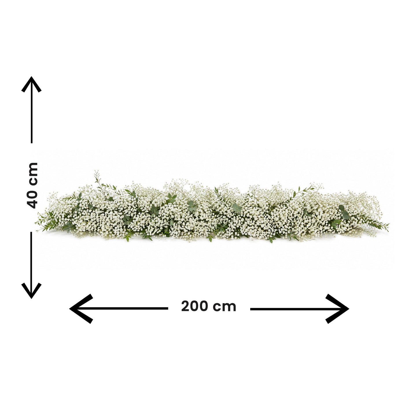 Flower Runner White And Baby'S Breath 200Cmx40Cm