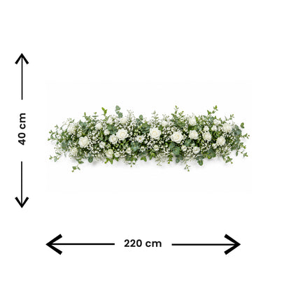 Flower Runner White Baby'S Breath And Green 220Cmx40Cm