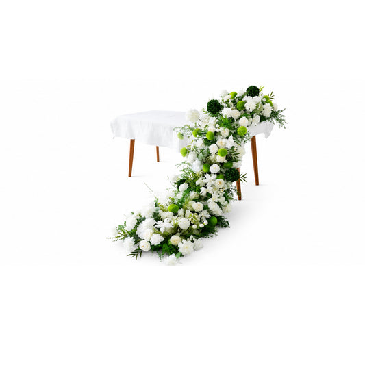Flower Runner White Baby'S Breath And Green 220Cmx40Cm