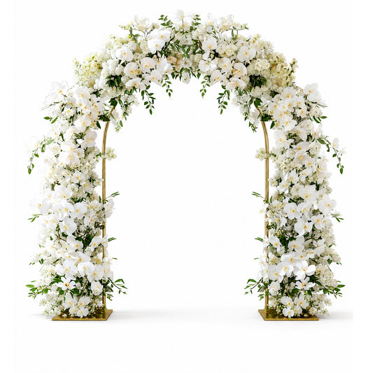 Flower Arch With Metal Flower Stand White Baby'S Breath And Green 210Cmx230Cm