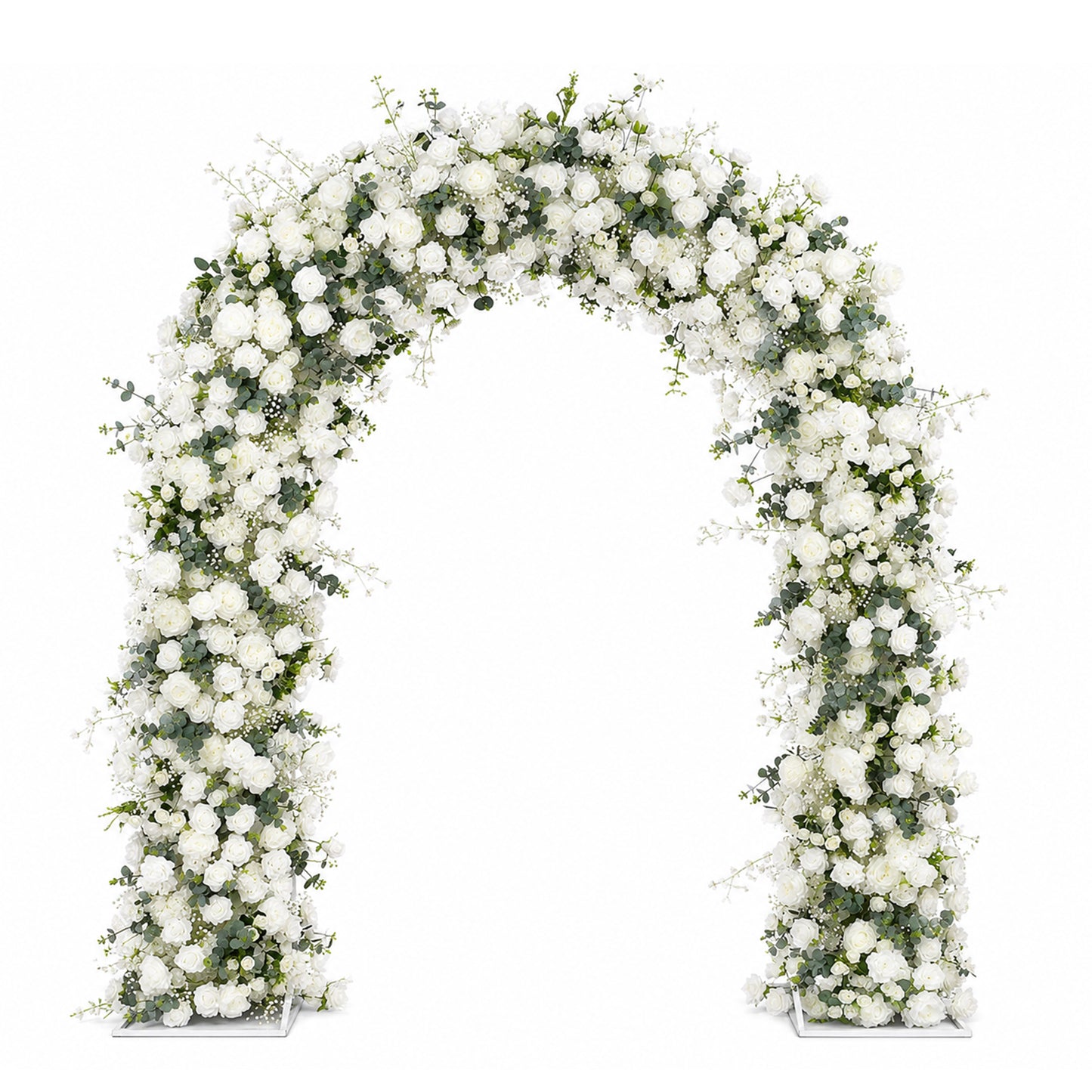 Flower Arch With Metal Flower Stand White Baby'S Breath And Green 210Cmx230Cm
