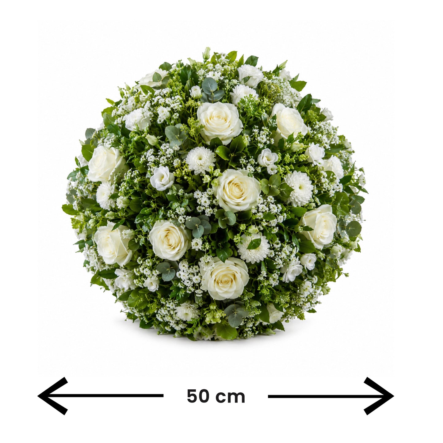 Flower Ball White And Green 50Cm